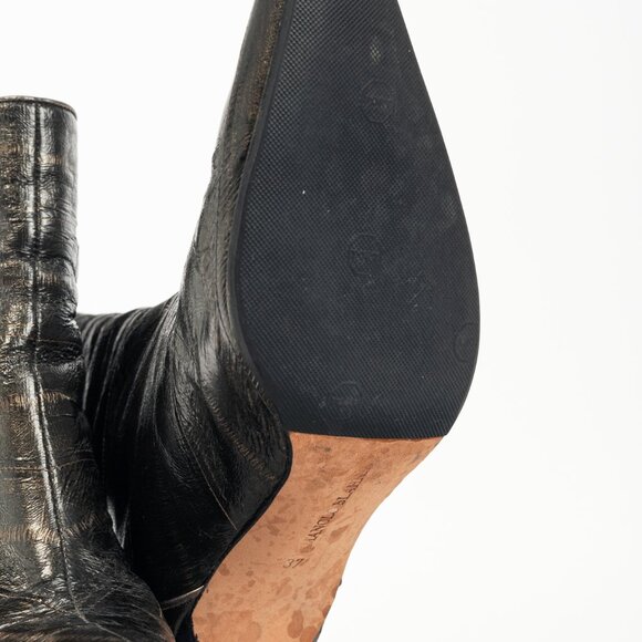 Manolo Blahnik Brown Eelskin Pointed-Toe Booties - Picture 5 of 10